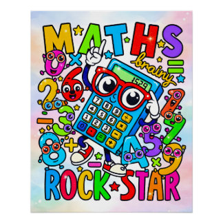 Mathe Rockstar Lustige Zahlen Aufkleber für Kinder Poster