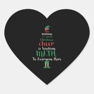 Mathe Teacher Christmas Elf Geschenkdesign Herz-Aufkleber