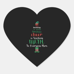 Mathe Teacher Christmas Elf Geschenkdesign Herz-Aufkleber