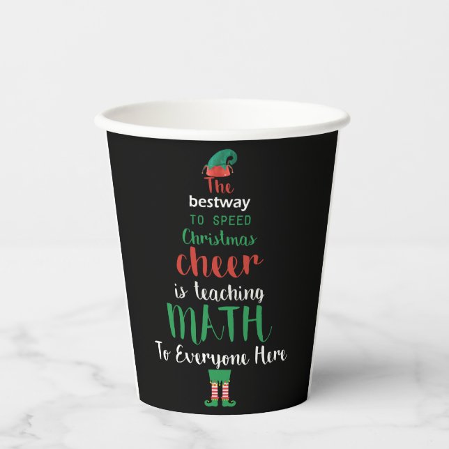 Mathe Teacher Christmas Elf Geschenkdesign Pappbecher (Vorderseite)