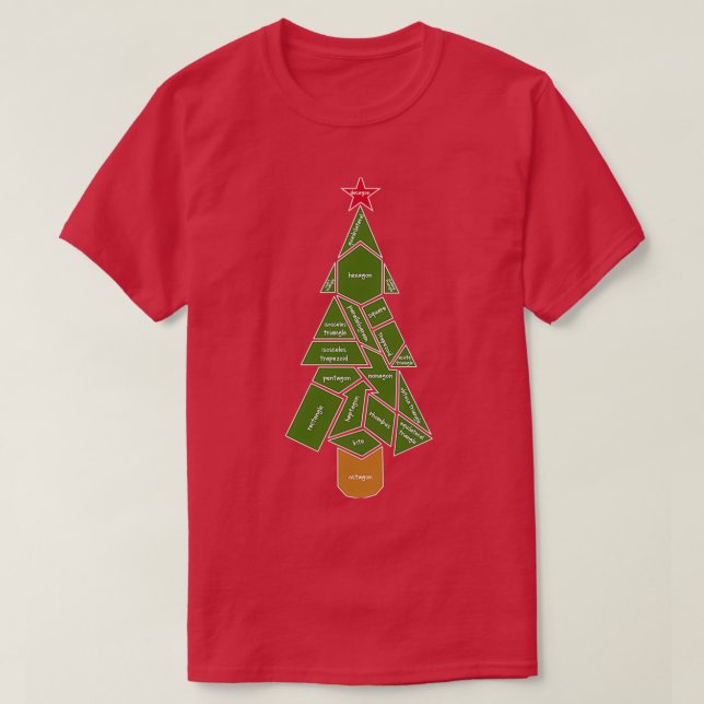 Mathe Teacher Weihnachtsbaum Made of Shapes T-Shirt (Design vorne)