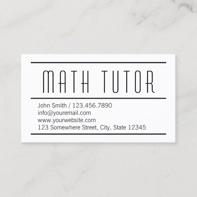 Mathe-Tutor Minimalistisch Visitenkarte (Vorderseite)