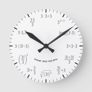 Mathe Wanduhr Drei mal Drei