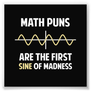 Mathe-Wortspiel-erster Sinus der Verrücktheit Fotodruck