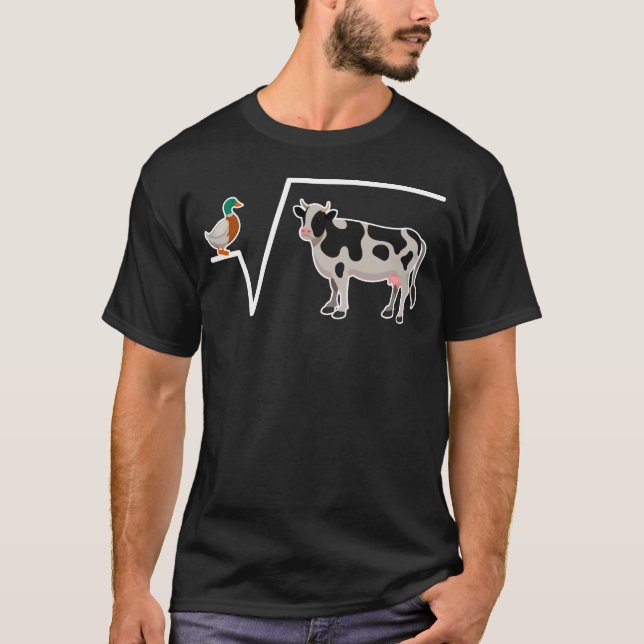 Mathe Wortspiel n-te Ente Wurzel aus Q Kuh T-Shirt (Vorderseite)