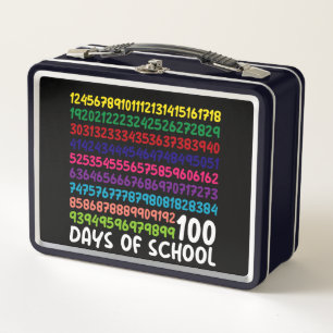 Mathe Zahlen 100. Schultag Lehrer Kinder Metall Brotdose