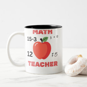 Mathelehrer Apfel Design lustiges Mathelehrer-Shir Zweifarbige Tasse