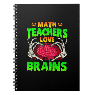 Mathelehrer Gehirne Skeleton Hand Herz Halloween Notizblock