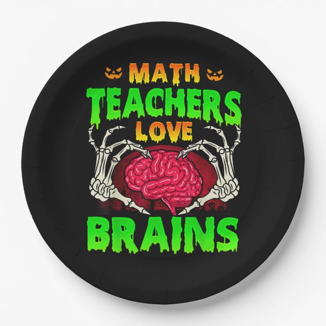 Mathelehrer Gehirne Skeleton Hand Herz Halloween Pappteller (Vorderseite)