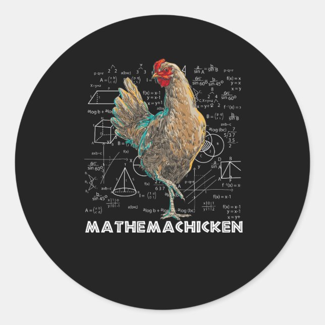 Mathemachicken I Liebe Chicken Funny Math Lover Ma Runder Aufkleber (Vorderseite)
