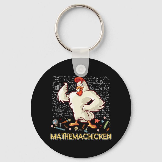 Mathemachicken Math Lover Funny Chicken Schlüsselanhänger (Vorderseite)