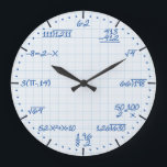 Mathematical Equations Clock Große Wanduhr<br><div class="desc">Mathematical equations graph paper decorative wall clock. Great addiert to any home,  school or office. Also makes a great gift idea for any teacher or Professor.</div>