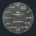 Mathematical Equations Personalizable Clock Große Wanduhr<br><div class="desc">A unique mathematical equations chalkboard personalizable decorative wall clock. A great addition to any home,  school or office. Also makes a great gift idea for any teacher or professor.</div>