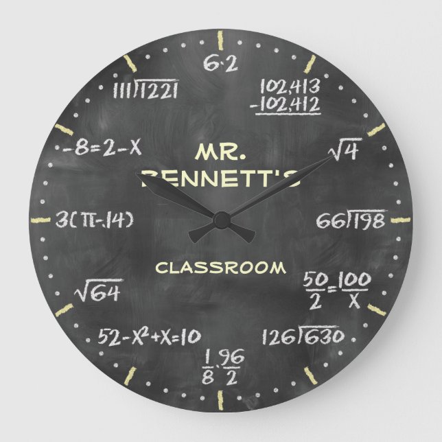 Mathematical Equations Personalizable Clock Große Wanduhr (Vorderseite)