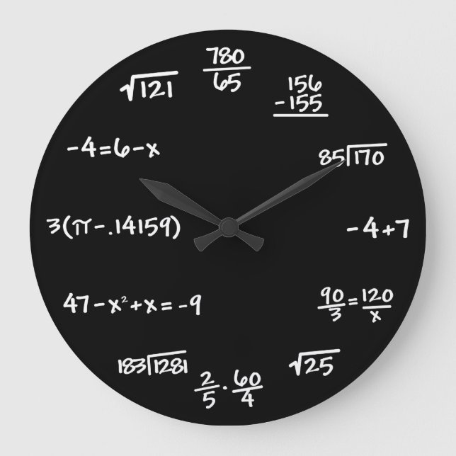 Mathematics Chalkboard Clock - Mathematician Große Wanduhr (Vorderseite)