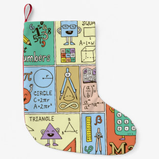 Mathematik, bunte Vintage Banner. Kleiner Weihnachtsstrumpf
