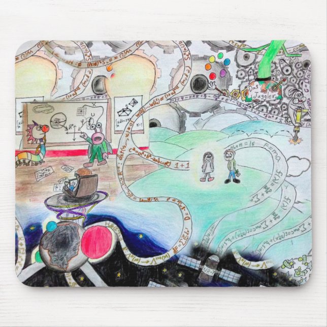 Mathematik Cartoon Spaß - Schüler, Lehrer, Geek Mousepad (Vorne)