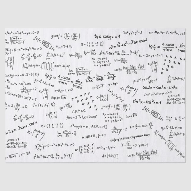 Mathematik Formeln und Zahlen Seidenpapier (Vorderseite)