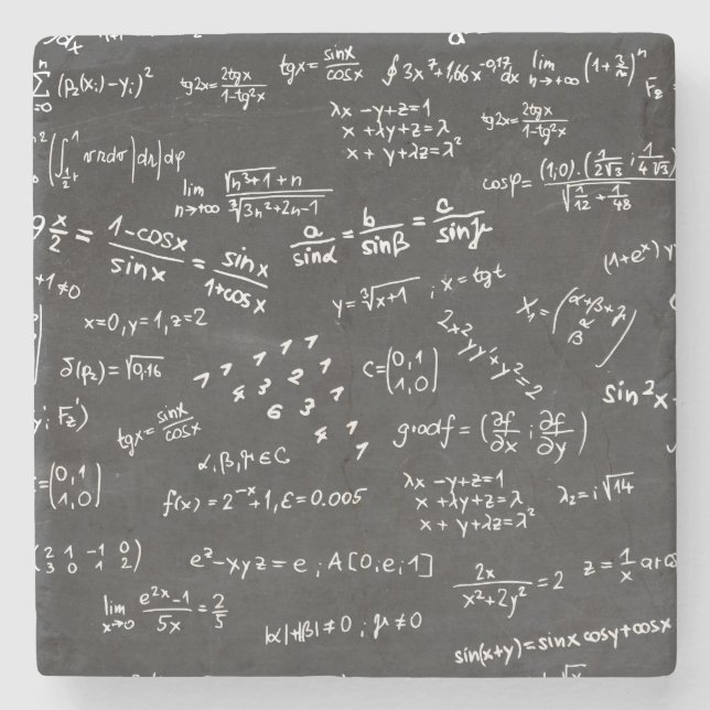 Mathematik Formeln und Zahlen Steinuntersetzer (Vorderseite)