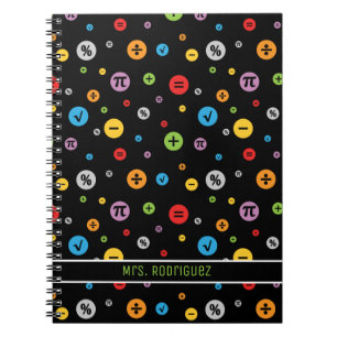 Mathematik-Symbole in farbenfrohen Zirkeln Muster  Notizblock