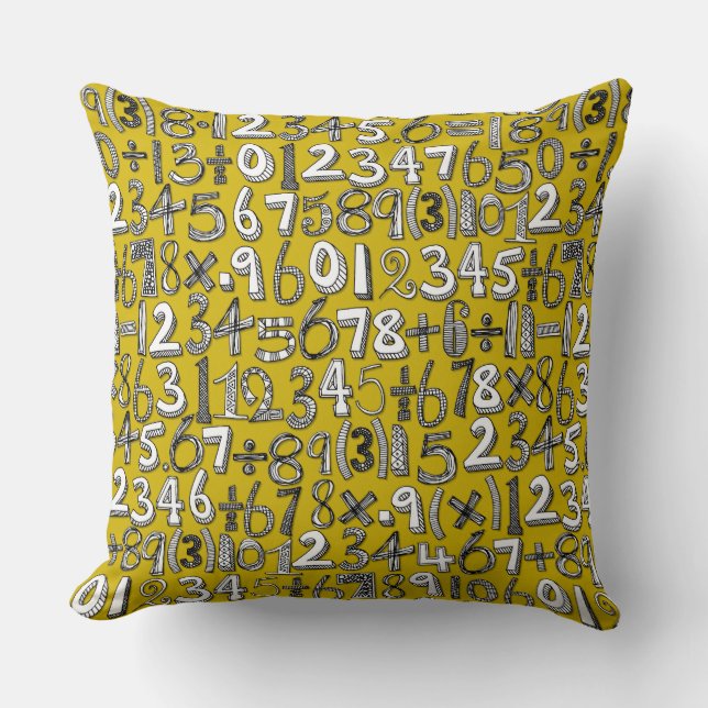Mathematikdoodle gelb kissen (Vorderseite)