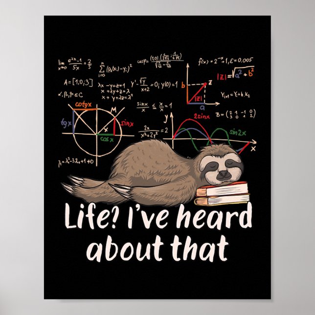Mathematiker Faultier Cartoon-Mathematik Lustige M Poster (Vorne)