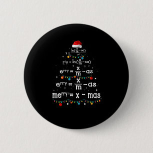Mathematiker zu Weihnachten Mathe Merry Xmas Tree Button