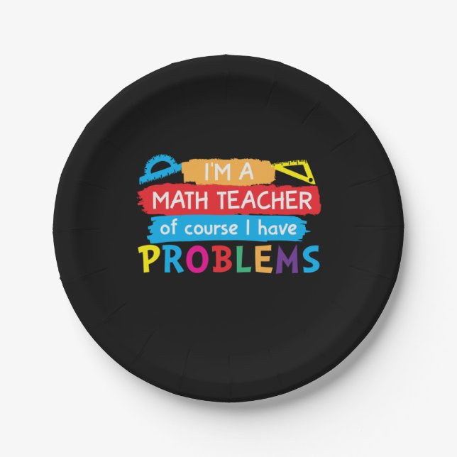 Mathematiklehrer Ich bin Mathematiklehrer Pappteller (Vorderseite)
