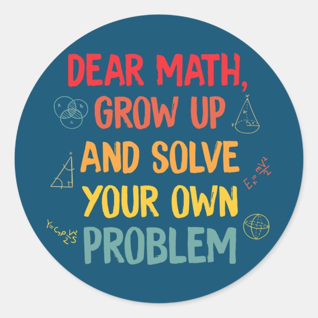Mathematiklehrer lieben Mathe wachsen auf und löse Runder Aufkleber (Vorderseite)