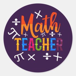 Mathematiklehrer zurück zur Schule Runder Aufkleber
