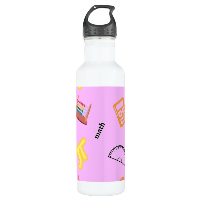 Mathematikmuster auf Rosa Edelstahlflasche (Vorderseite)