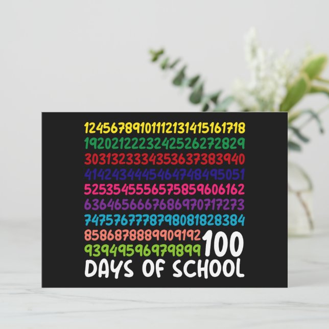 Mathematiknummern 100. Schultag Kinder Einladung (Stehend Vorderseite)