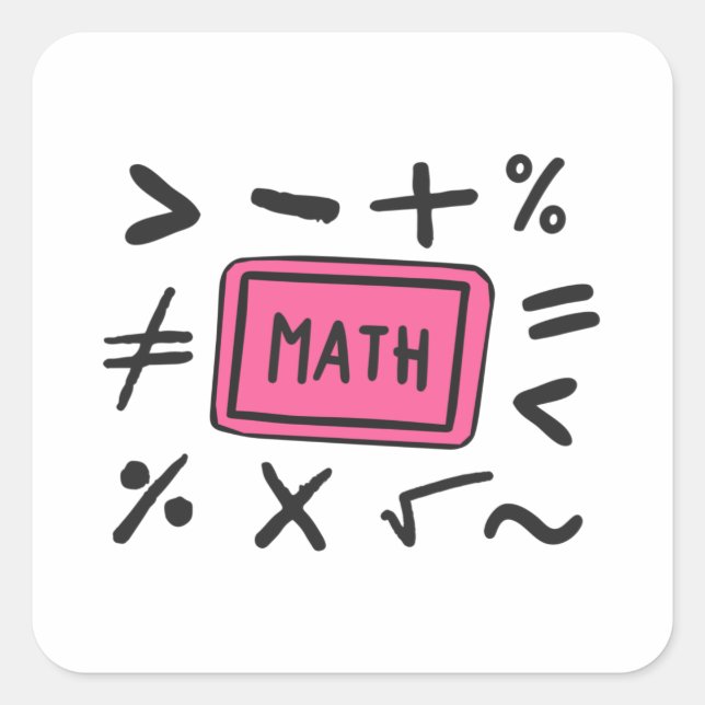 Mathematiksymbole für Studenten und Eltern Quadratischer Aufkleber (Vorderseite)