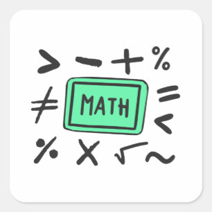 Mathematiksymbole für Studenten und Eltern Quadratischer Aufkleber