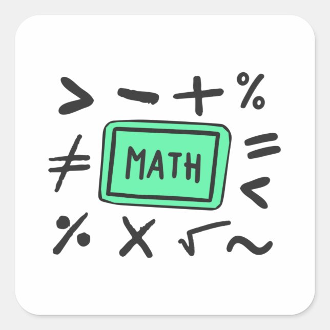 Mathematiksymbole für Studenten und Eltern Quadratischer Aufkleber (Vorderseite)