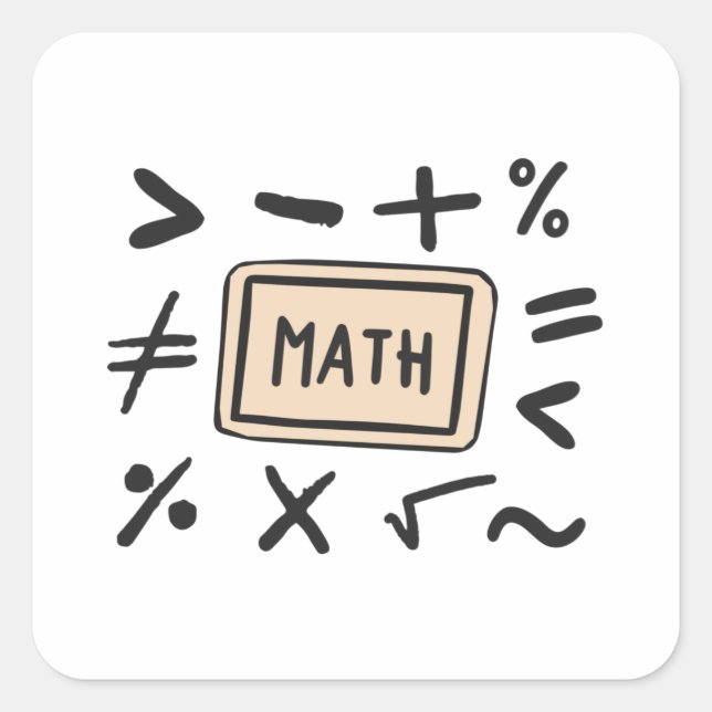 Mathematiksymbole für Studenten und Eltern Quadratischer Aufkleber (Vorderseite)