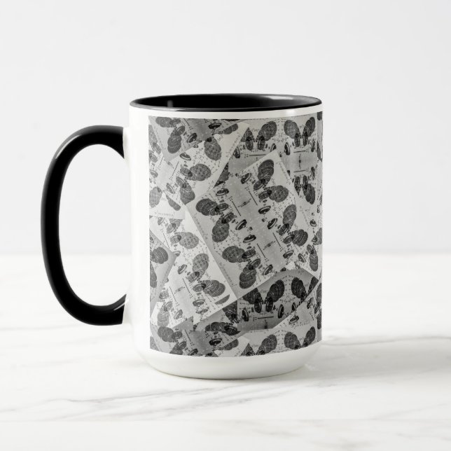 Mathematiktechnikmuster Schwarz-Weiß Tasse (Links)