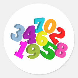 Mathematikzahlen in Farbe Runder Aufkleber