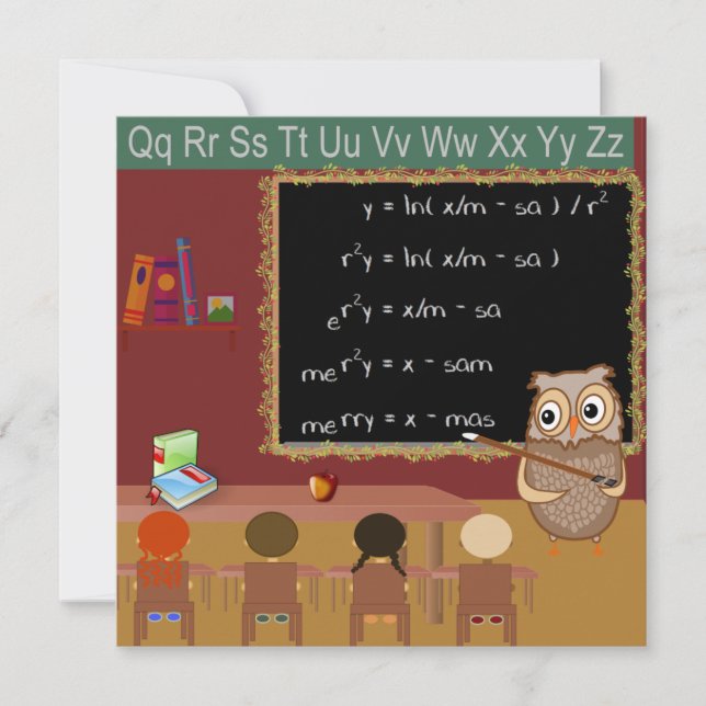 Mathématiques Noël souhait carte postale (Devant)