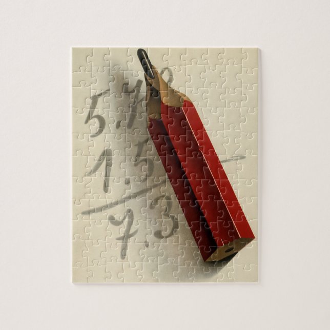 Mathematische Gleichung mit rotem Bleistift, Vinta (Vertikal)
