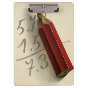 Mathematische Gleichung mit rotem Bleistift, Vinta Klemmbrett