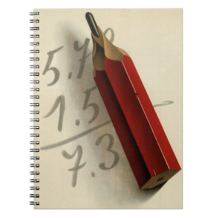 Mathematische Gleichung mit rotem Bleistift, Vinta Notizblock