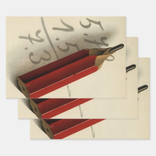 Mathematische Gleichung mit rotem Stift, Vintage-G Geschenkpapier Set