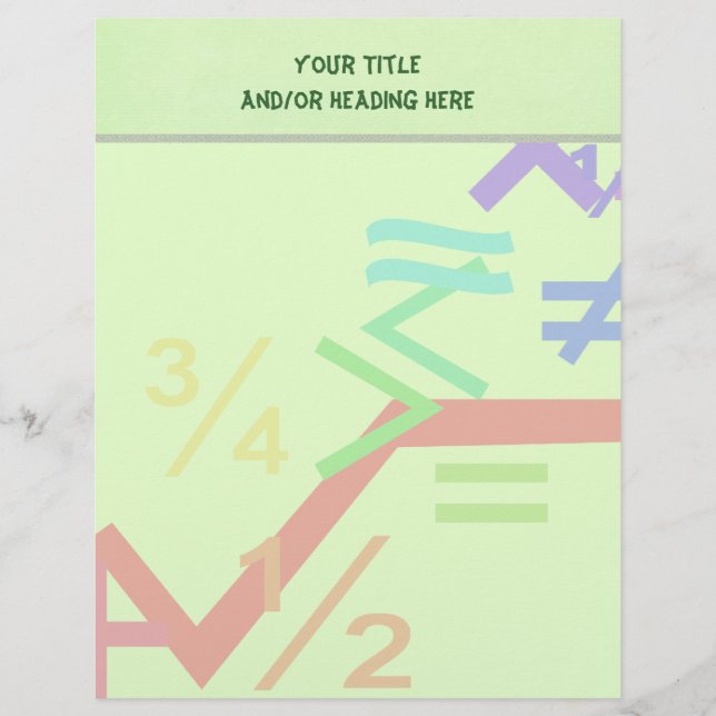 Mathematische Symbole Buchstaben Briefbogen (Vorderseite)