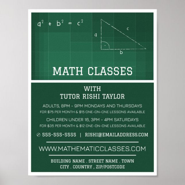 Mathematisches Chalkboard, Mathematik-Klassen-Werb Poster (Vorne)
