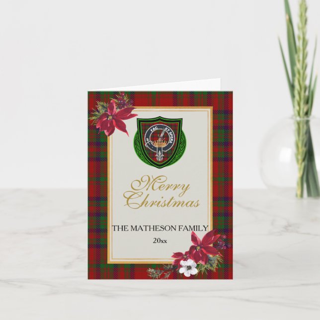 Matheson Scottish Clan Tartan & Crest Karte (Vorderseite)