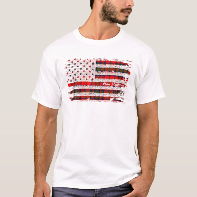 Matheson Surname American Flag Scottish Clan Tarta T-Shirt (Vorderseite)