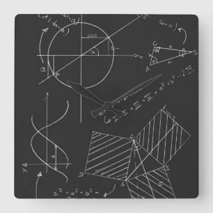 Mathetafel Quadratische Wanduhr