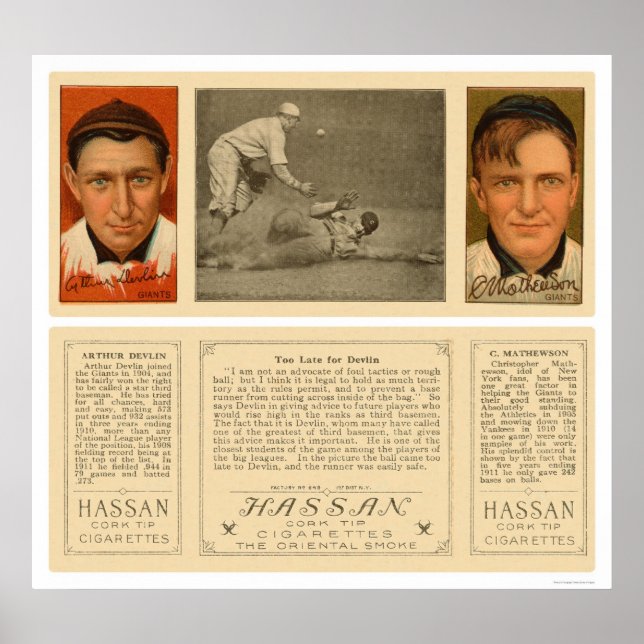 Mathewson Devlin Giants Baseball 1912 Poster (Vorne)