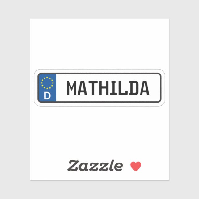Mathilda German Car License Plate Aufkleber (Blatt)